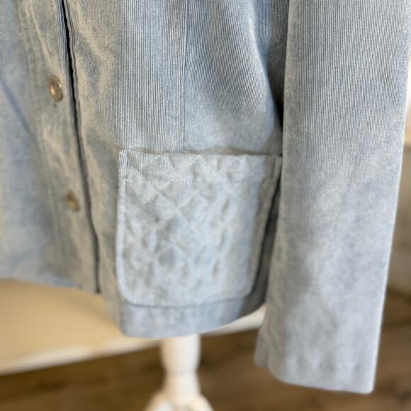 Alfred Dunner Women's Size 10 Light Blue Quilted Corduroy Button Up Jacket #3455 - Picture 9 of 9